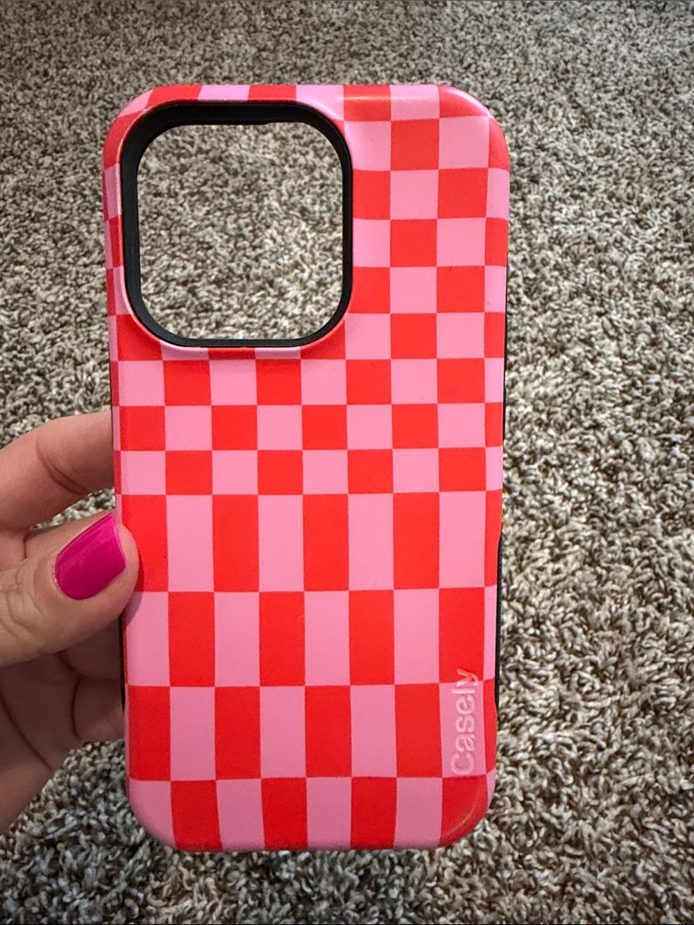 Casely Red & Pink Checkerboard Protective Phone Case